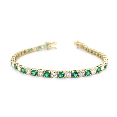 18K White Gold Emerald Tennis Bracelet
