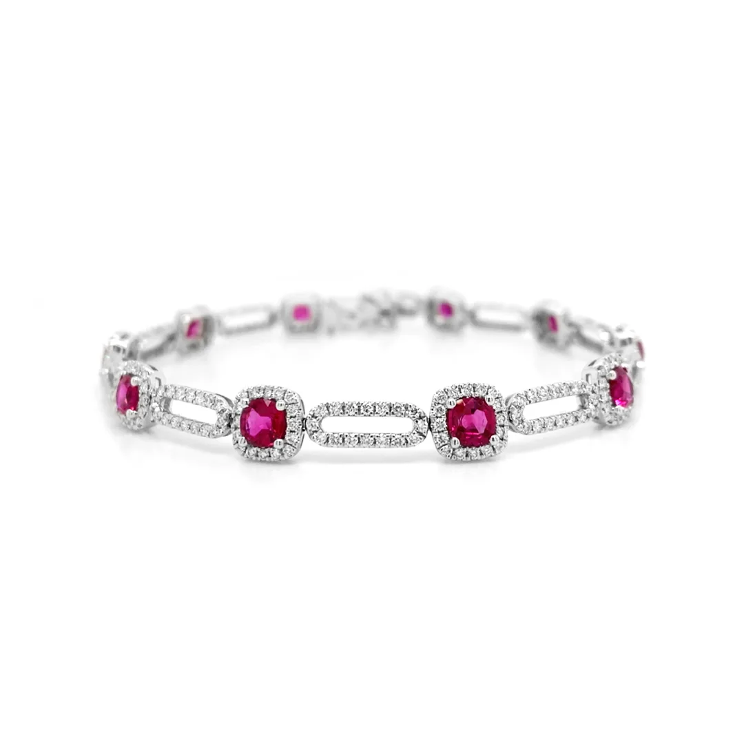18K White Gold Ruby Bracelet