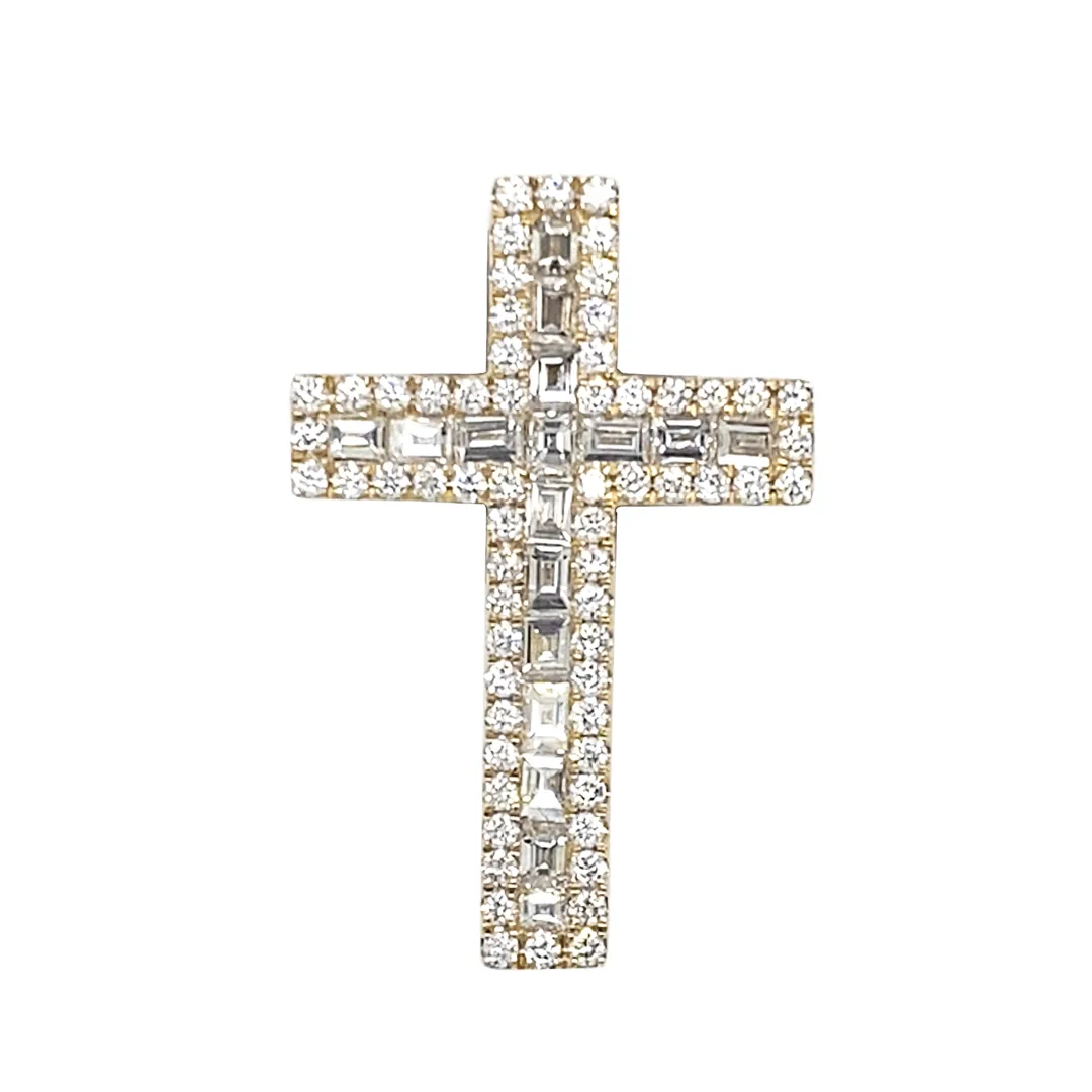 18K Yellow Gold Diamond Cross Pendant