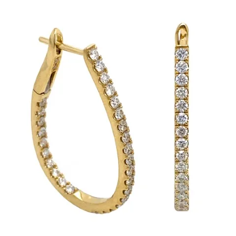 18K Yellow Gold Diamond Hoops