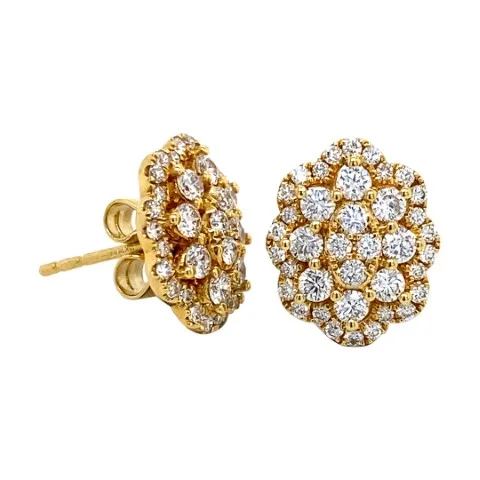 18K Yellow Gold Diamond Earrings