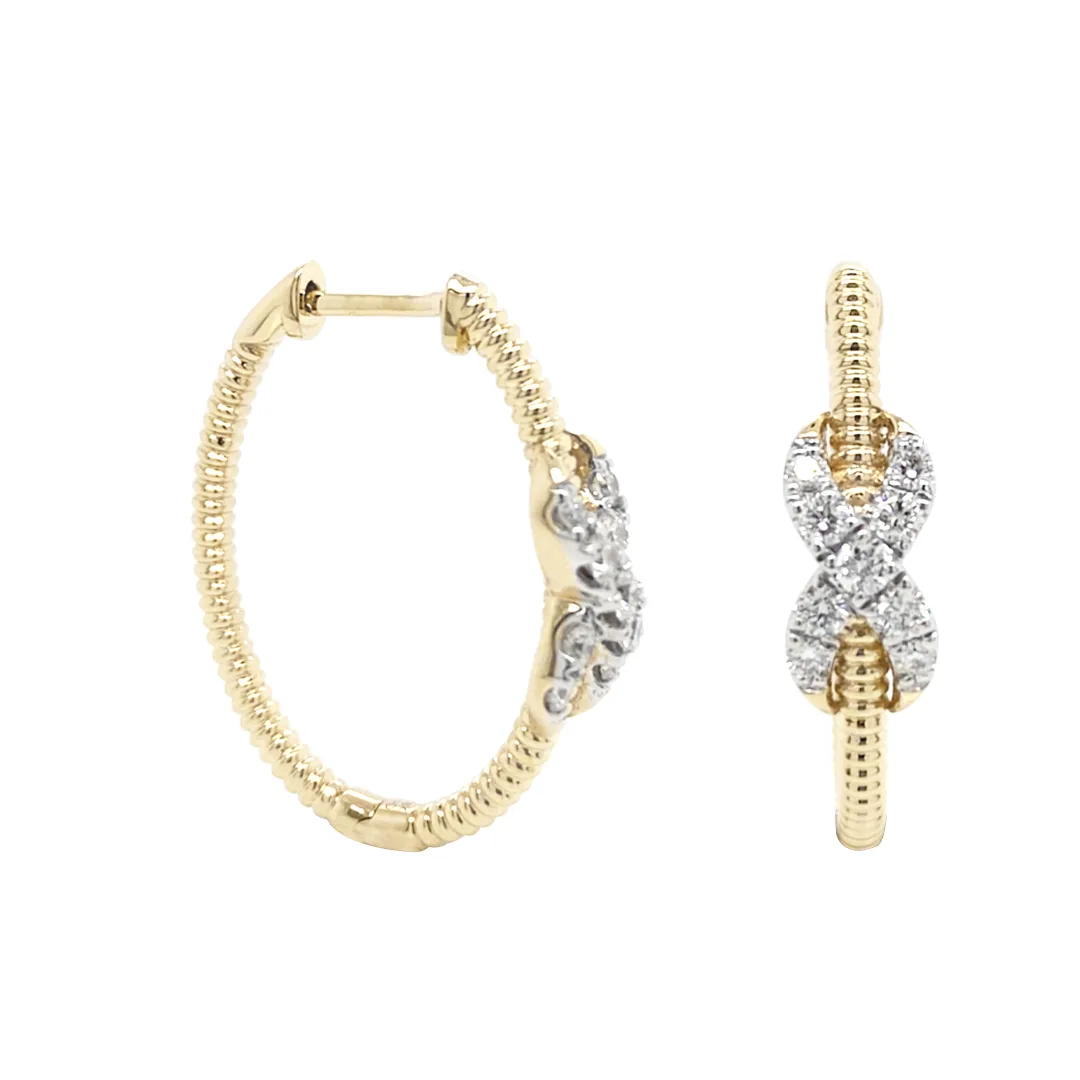 18K Two-Tone Diamond Huggie Earrings
