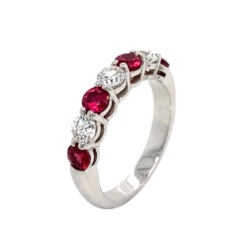 18K White Gold Ruby Band