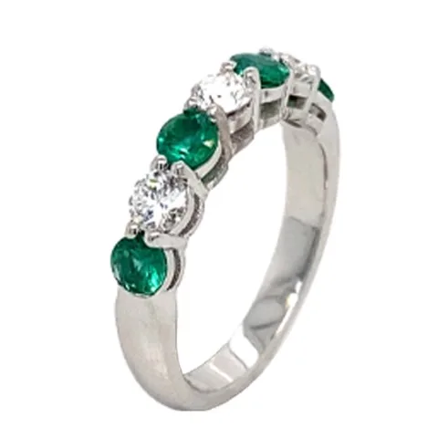 18K White Gold Emerald Band