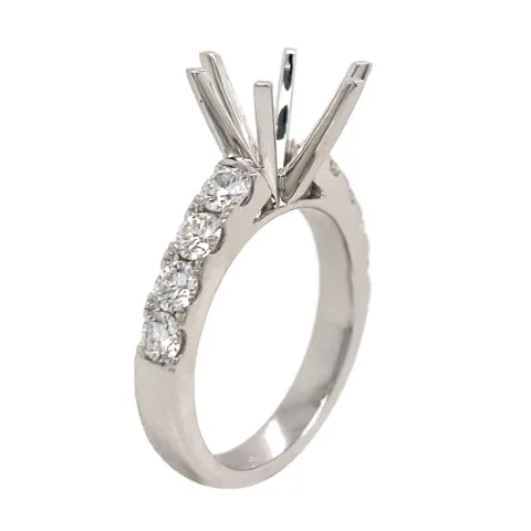 18K White Gold Semi Mount Ring