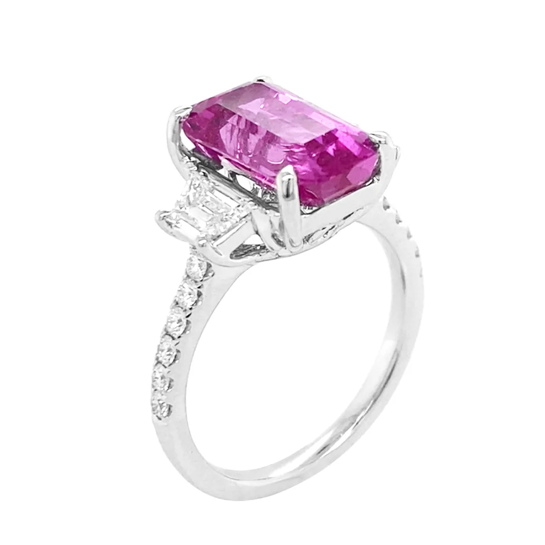 18K White Gold Pink Sapphire Ring