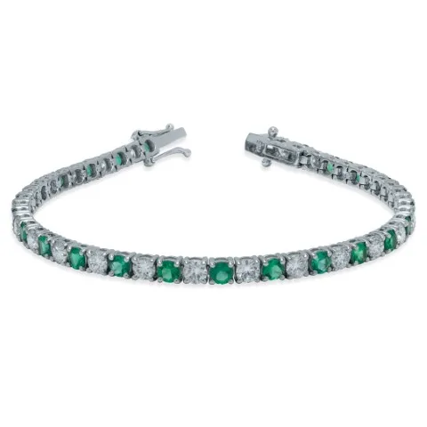 18K White Gold Emerald Tennis Bracelet