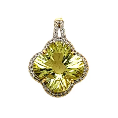 18K Yellow Gold Lemon Quartz Pendant