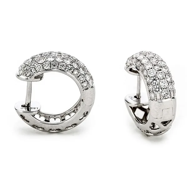 18K White Gold Huggie Earrings