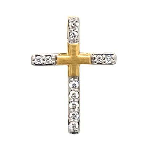18K Yellow Gold Diamond Cross Pendant