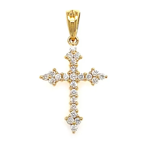 18K Yellow Gold Diamond Cross Pendant