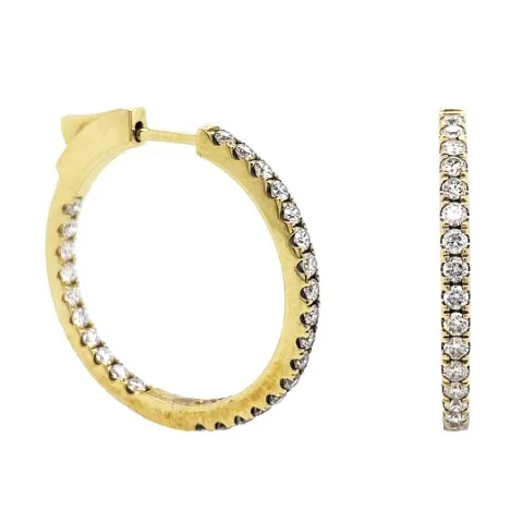 18K Yellow Gold Diamond Hoops
