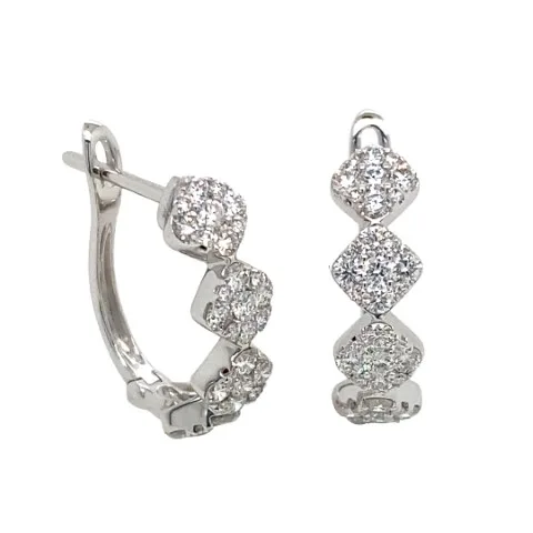 18K White Gold Diamond Hoop Earrings