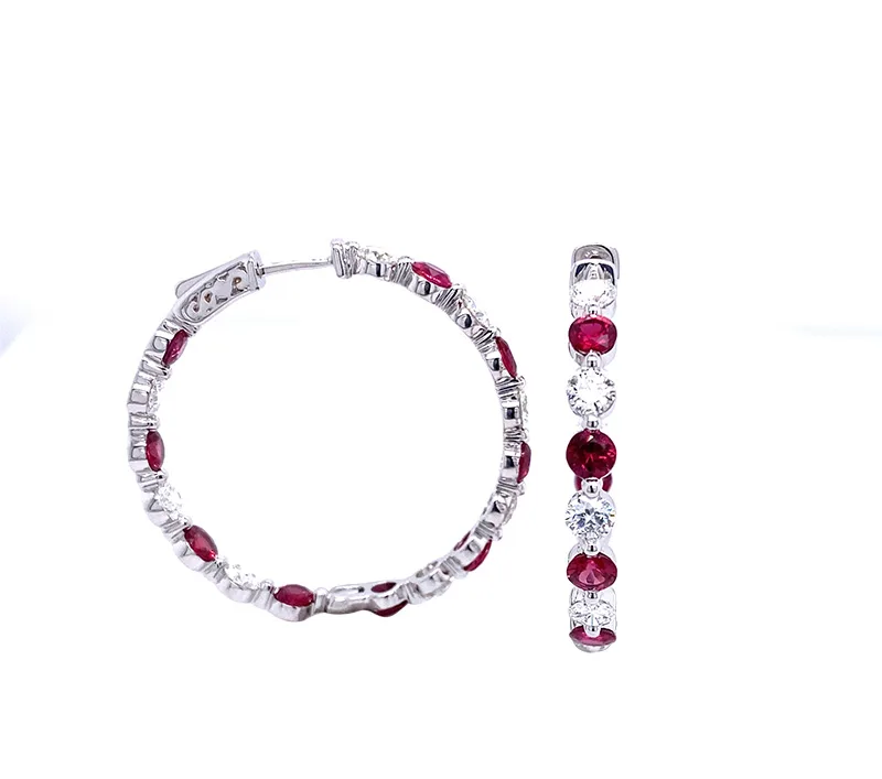 18K White Gold Ruby Earrings