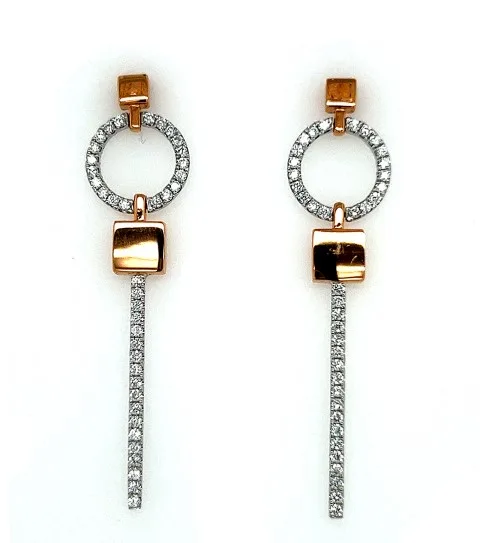 18K Two-Tone Gold Diamond Earrings