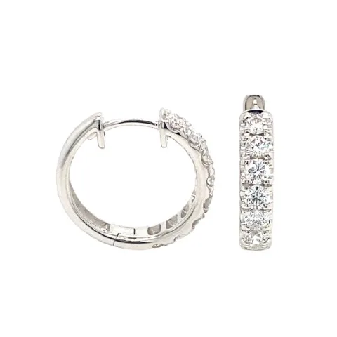 18K White Gold Huggie Earrings