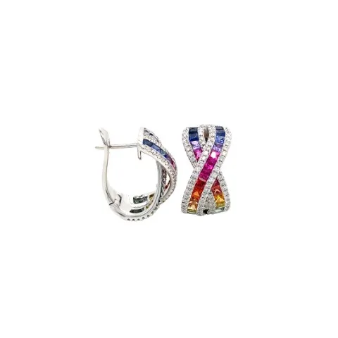 18K White Gold Fancy Sapphire Earrings
