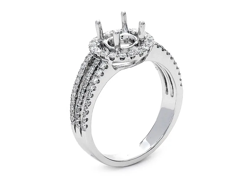 18K White Gold Semi Mount Ring