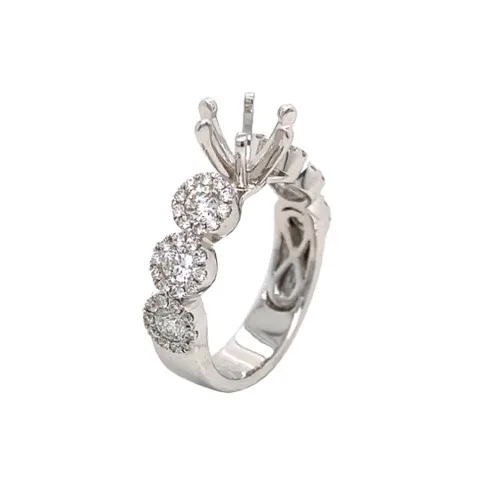 18K White Gold Semi Mount Ring