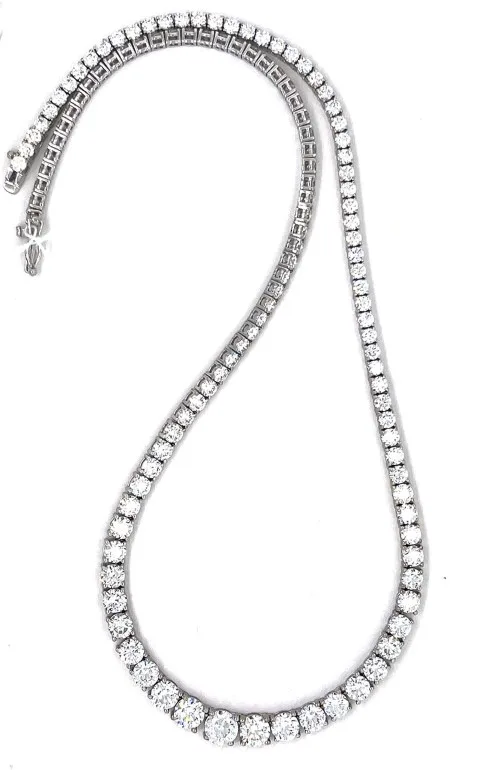 18K White Gold Diamond Tennis Necklace