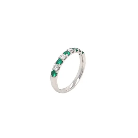 18K White Gold Emerald Band