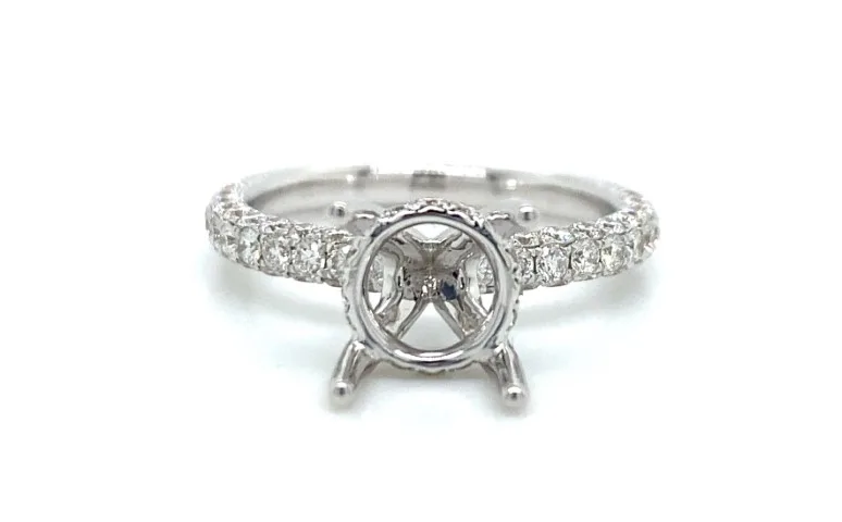18K White Gold Semi Mount Ring