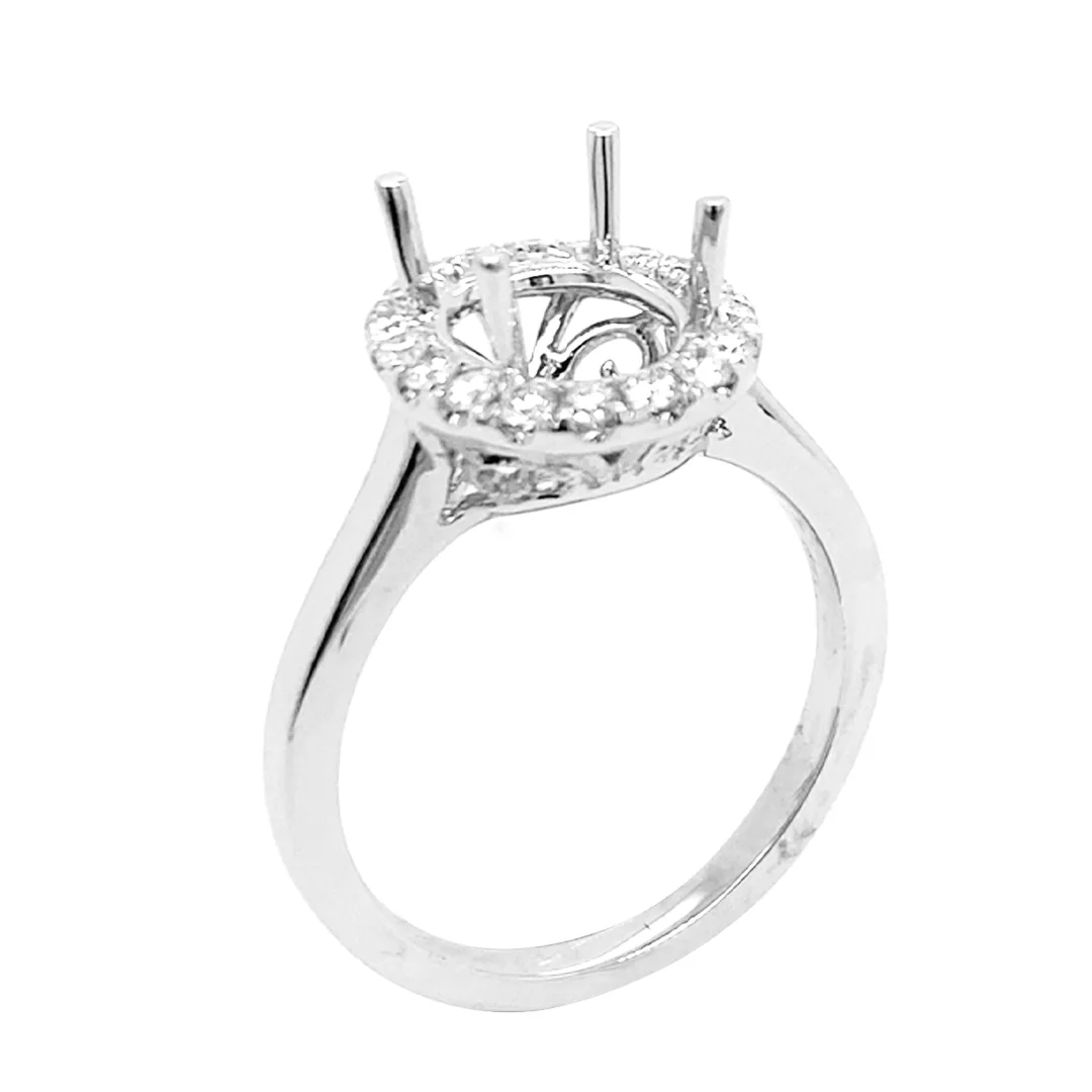 18K White Gold Semi Mount Ring