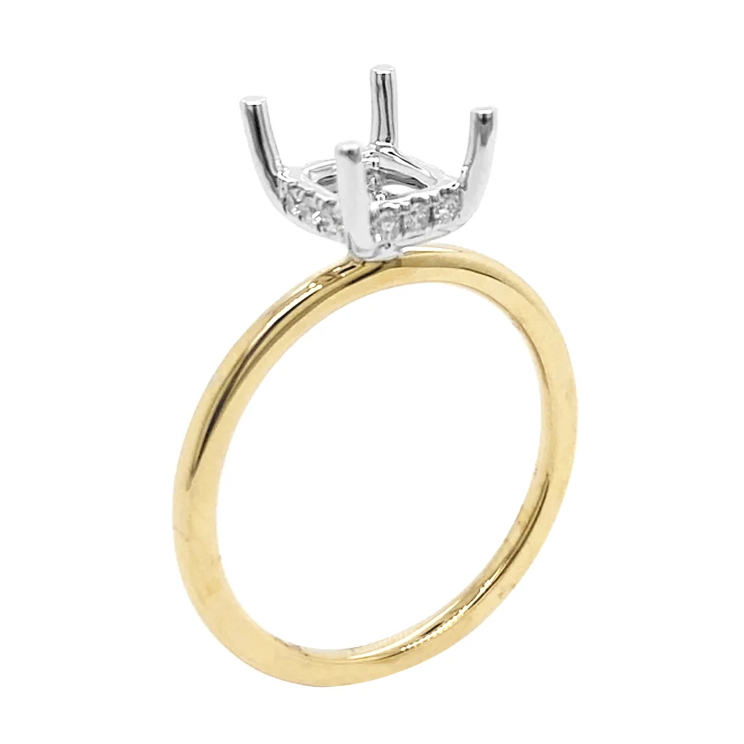 18K Two-Tone Gold Semi Mount Ring