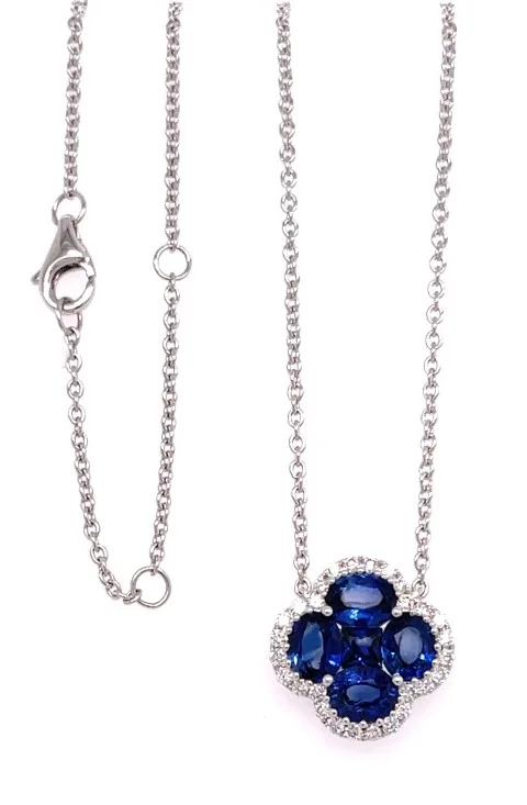 18K White Gold Sapphire Necklace