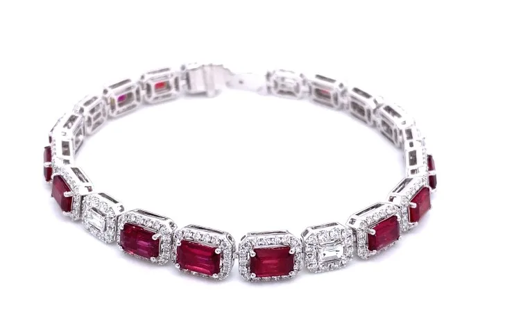 18K White Gold Ruby Bracelet