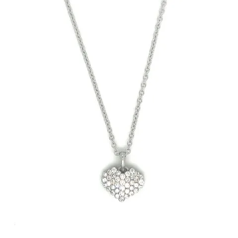 18K White Gold Diamond Heart Necklace