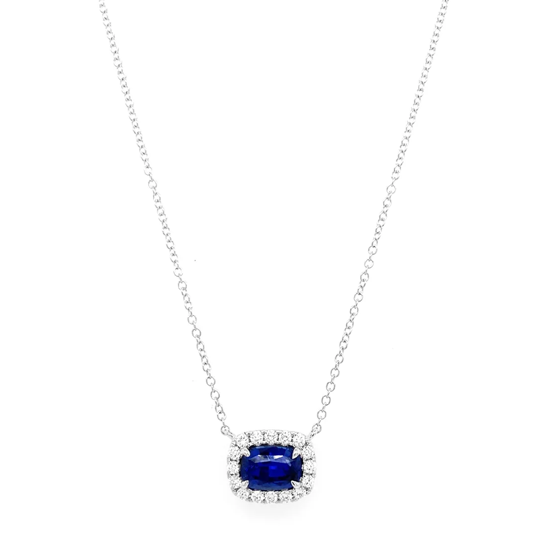 18K White Gold Sapphire Necklace