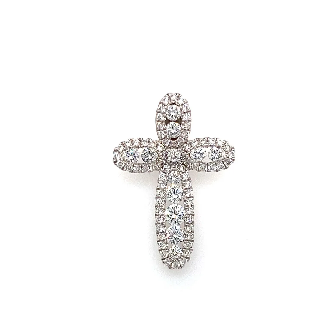 18K White Gold Diamond Cross Pendant