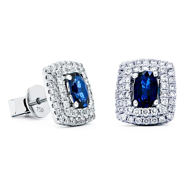 18K White Gold Sapphire Earrings