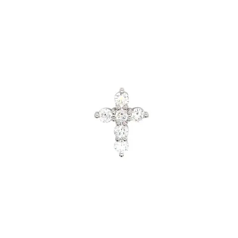 18K White Gold Diamond Cross Pendant