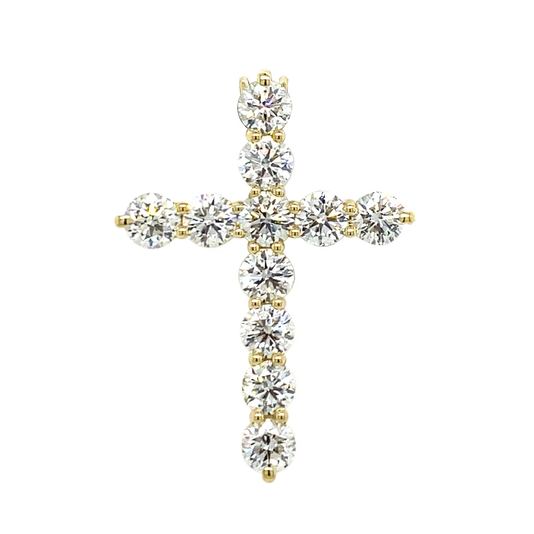 18K Yellow Gold Diamond Cross Pendant