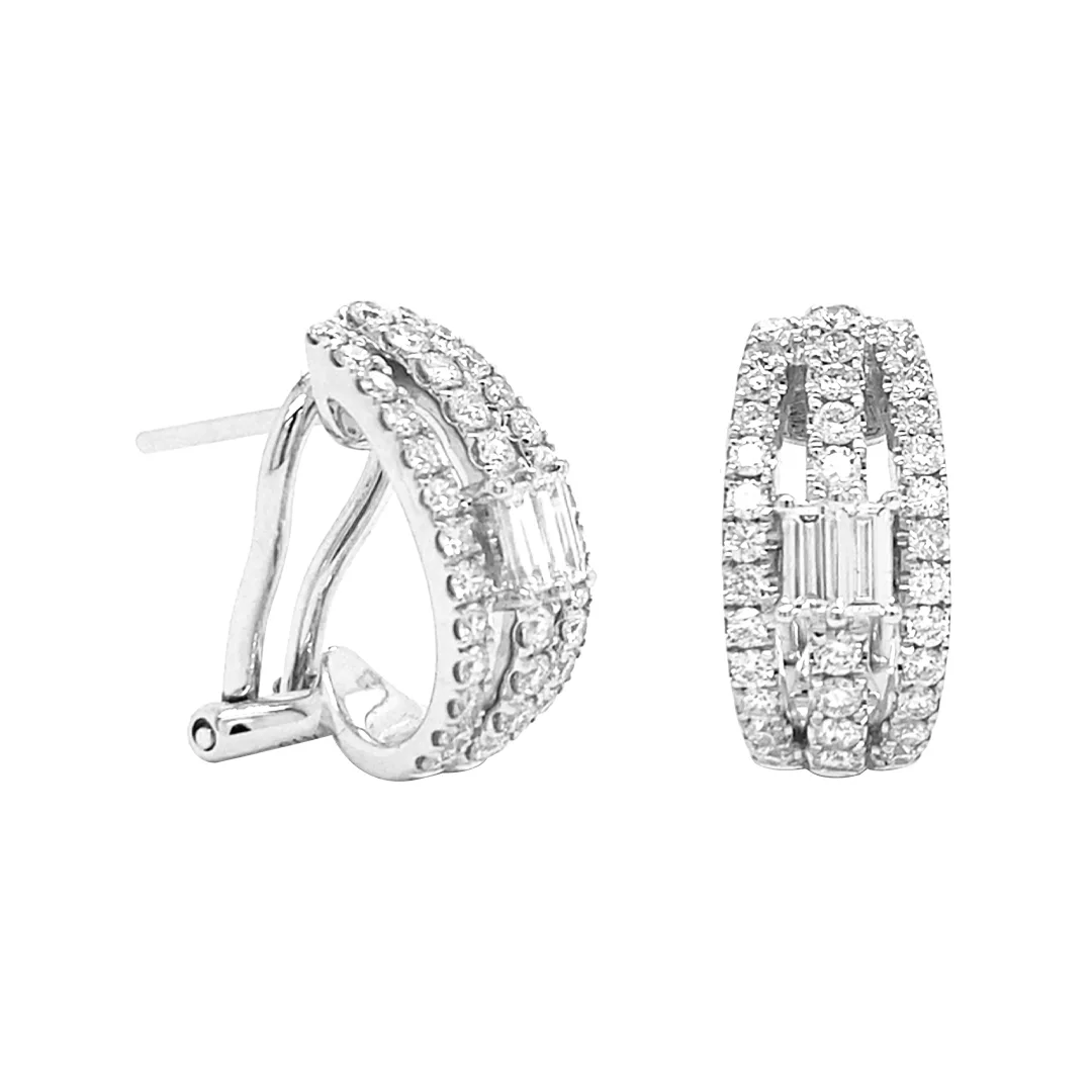 18K White Gold Huggie Earrings