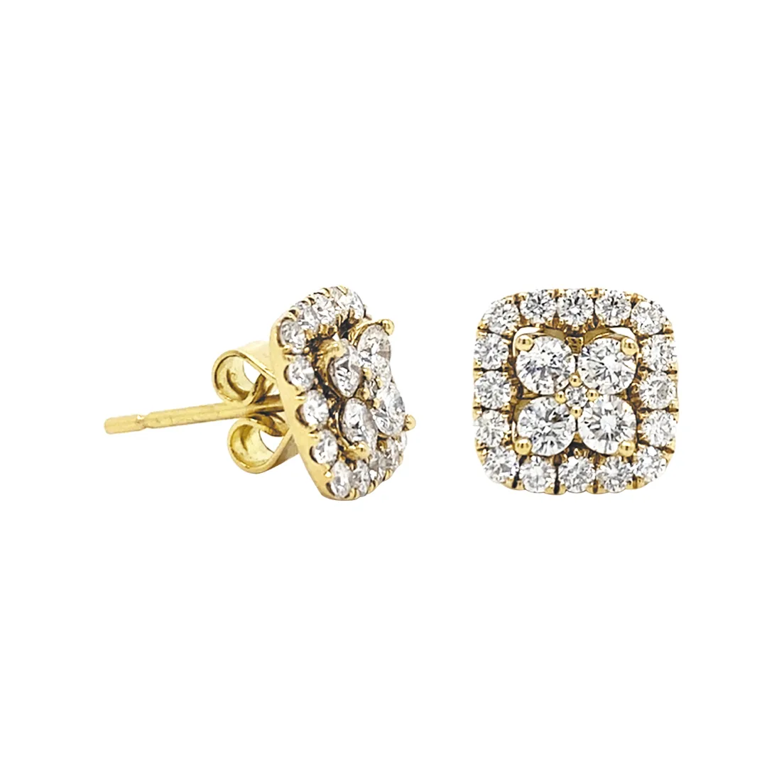 18K Yellow Gold Diamond Earrings