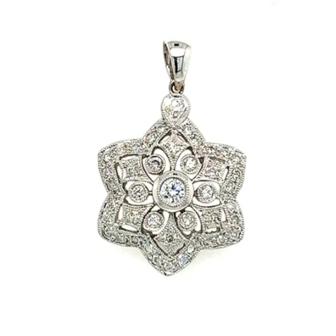 18K White Gold Diamond Pendant