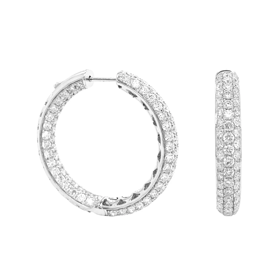 18K White Gold Diamond Hoop Earrings