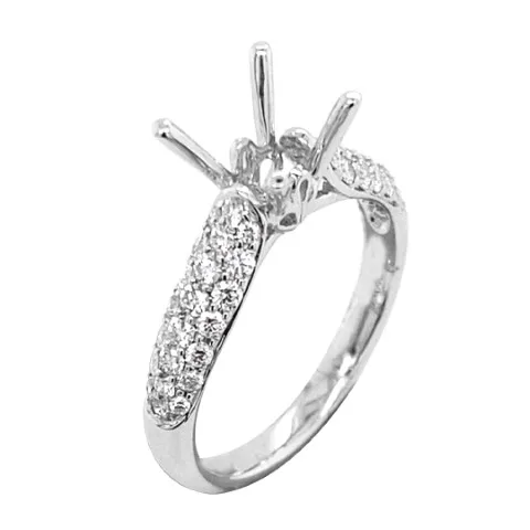 18K White Gold Semi Mount Ring