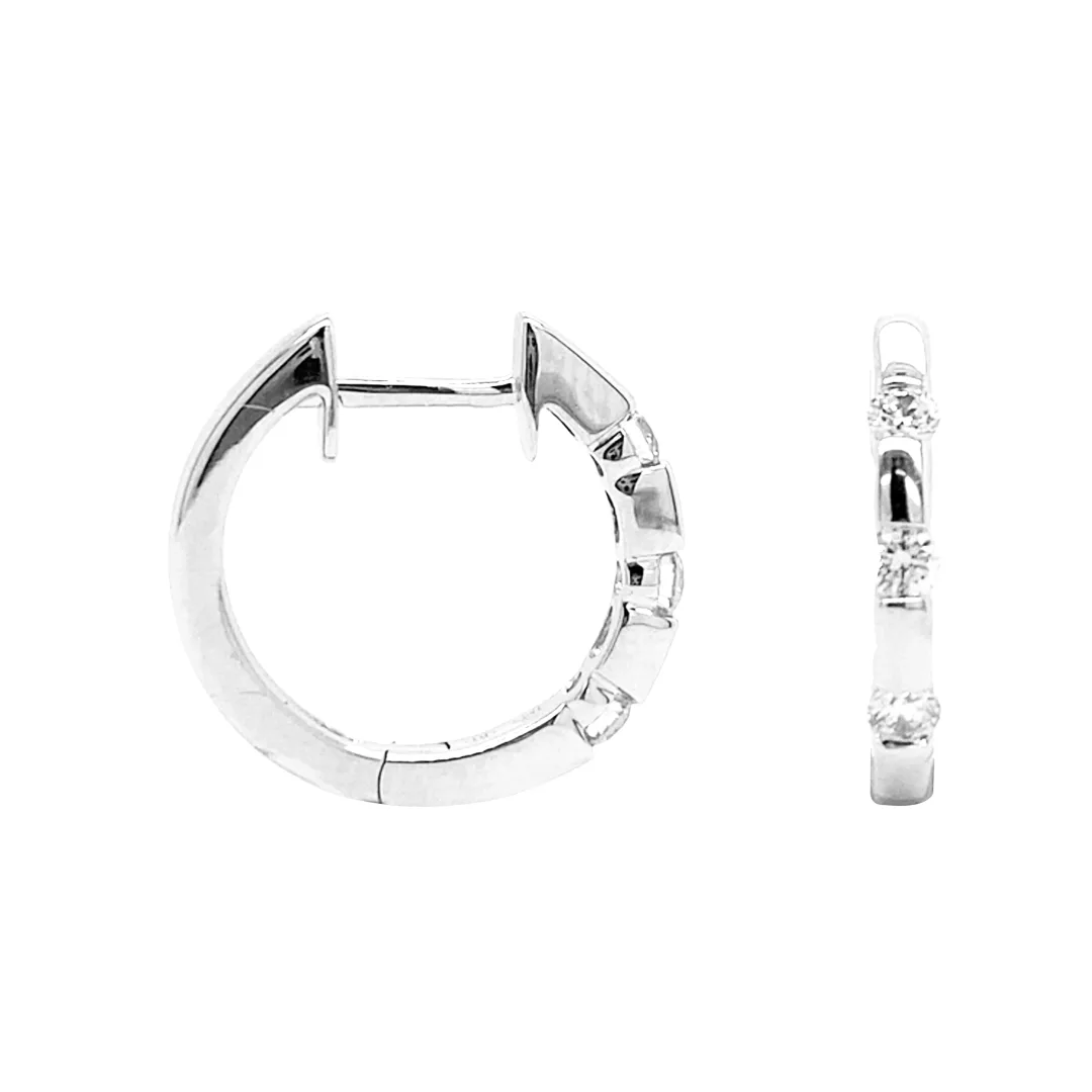 18K White Gold Huggie Earrings