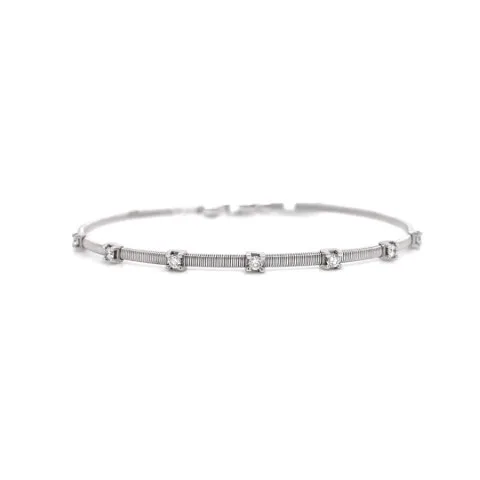 14K White Gold Diamond Bangle