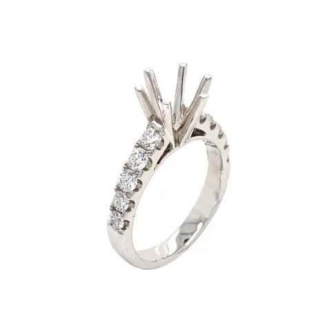 18K White Gold Semi Mount Ring