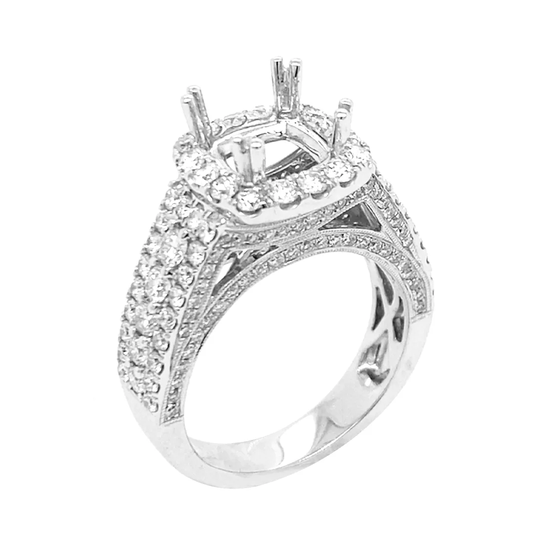 18K White Gold Semi Mount Ring