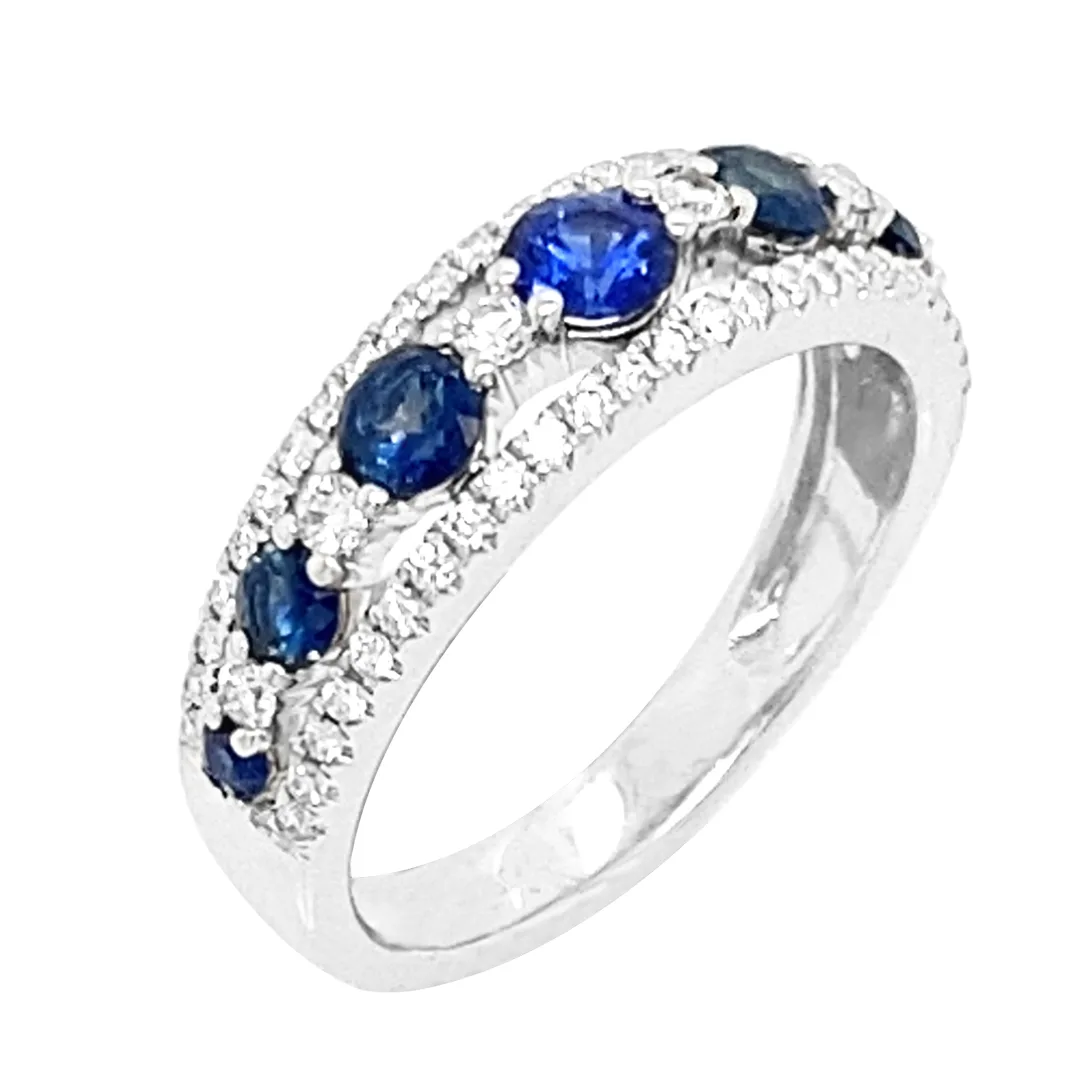 18K White Gold Sapphire Band