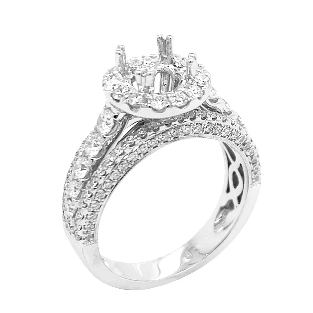 18K White Gold Semi Mount Ring
