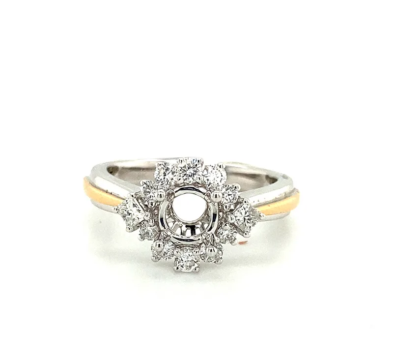 18K Two-Tone Gold Semi Mount Ring