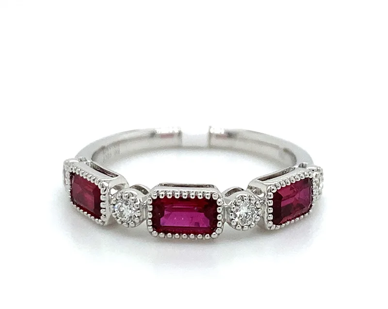 18K White Gold Ruby Band
