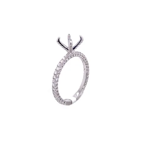 18K White Gold Semi Mount Ring